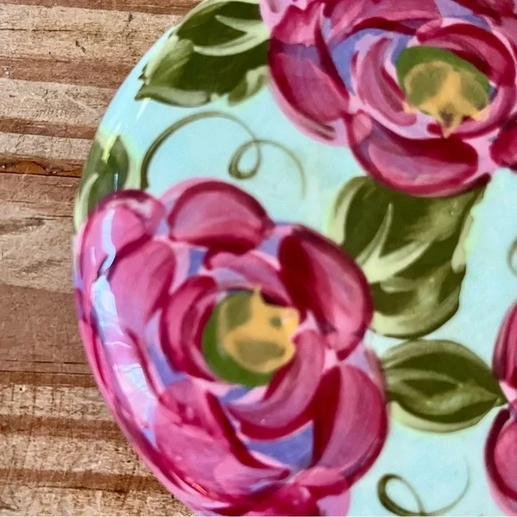 Lesal Ceramics Jewelry Trinket Box Handcrafted Floral Pink Purple Green - Picture 4 of 10